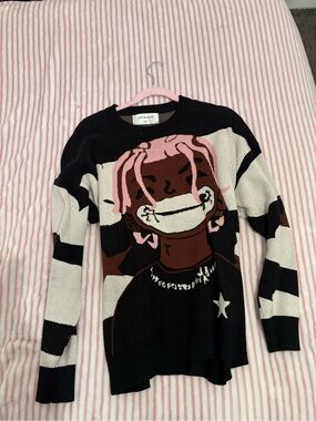 Pink-Accent Graphic Crewneck Sweater - Women